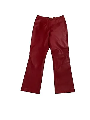 Vintage Amanda Smith Red Genuine Leather Straight Leg High Waisted Pants Size 12 • $70