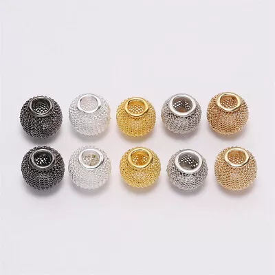 10Pcs Jewelry Making Loose Bead Spacer Beads Mesh Crafts Large Hole Hollow • $2.17