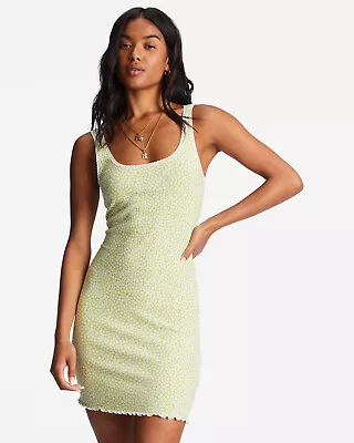 Billabong Women's Till Dawn Daisy Floral Ribbed Knit Stretchy Bodycon Mini Dress • $17.99