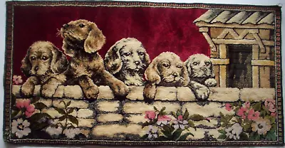Vintage Dogs Puppies At The Wall   Tapestry Wall Hanging • $44.99