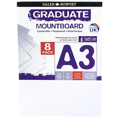 Daler Rowney A3 Graduate Mount Board Pack Of 8 Ice White • £10.05