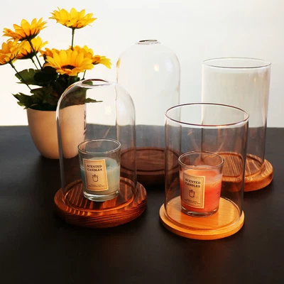 $10.69 • Buy Clear Candle Aromatherapy Holder Stand Glass Cover Tube Top Open Decor Ornament