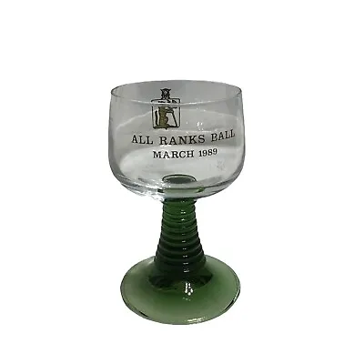 VINTAGE Roemer German Green Beehive Stem Beer Glass Heraldic ALL HANDS BALL 1989 • $14.99