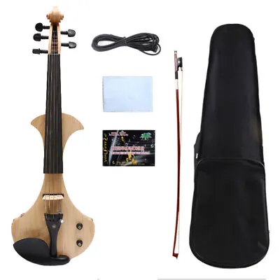 5 String Electric Violin 4/4 Ebony Fittings Solid Wood Violin With Case Bow • $413.07