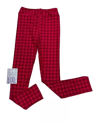 L/XL  Kids LulaRoe Leggings Valentines Pink Houndstooth FITS 6/10 • $12