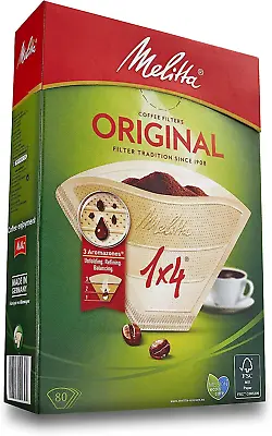 Melitta 6658076 Pack Original Size 1x4 80 Filter Coffee Makers Brown... • £3.99