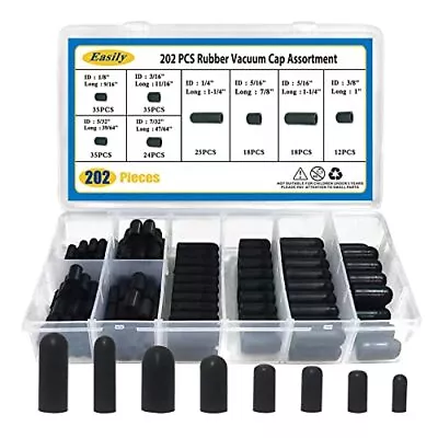 Vacuum Caps Rubber Plug Kit - 202 PCS 8 Size Assorted Vacuum Plugs Hose End C... • $23.29