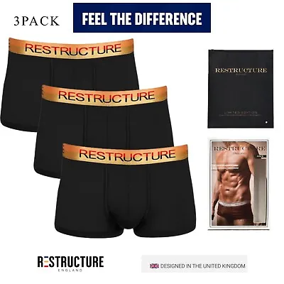 Underwear Boxer Shorts Trunks Men's 3 Pack Breathable Bamboo Underpants Free Cap • £22.99