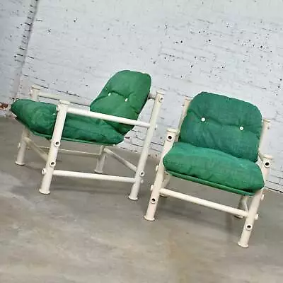 Pair Of Landes PVC Outdoor Idyllwild Lounge Chairs W/ Green Mesh Upholstery By J • $2295