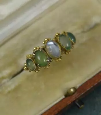 £925 • Buy Rare Georgian 18ct Gold And Five Moonstone Half Hoop Band Ring