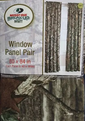New! Mossy Oak Panels Pair Decor Drapes 80 In X 84 In  Camo Heavy Duty 2 Pcs Set • $32.99