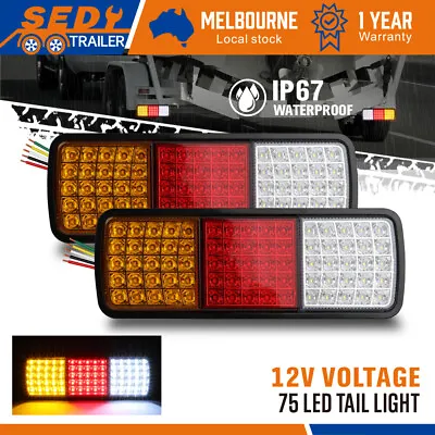 $37.58 • Buy 2x 75 LED Tail Lights Stop Indicator Reverse Lamp 12V Trailer Truck Ute Light