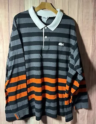 Lacoste Sports Mens Rugby Striped Long Sleeve Polo Shirt Size 11 / 6XL • $19.95