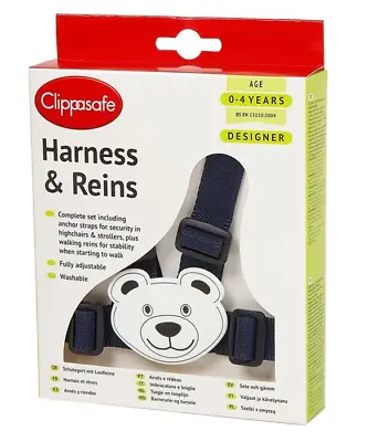 £12.50 • Buy Clippasafe Baby Safety Walking Harness And Reins With Anchor Straps- Navy, White
