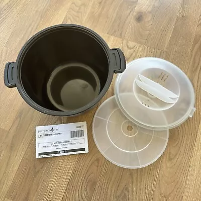 Authentic Pampered Chef 3 Qt Micro Cooker Plus Black With Clear Lid • $20