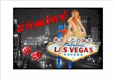 Las Vegas Sign Vintage Style Las Vegas Sign USA Craps Sign Casino Las Vegas Sign • £7