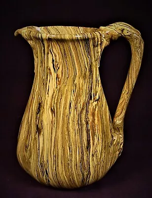 EXTREMELY RARE 1800s MARBLED AGATE PITCHER MOCHA MOCHAWARE YELLOW WARE MINT • $950