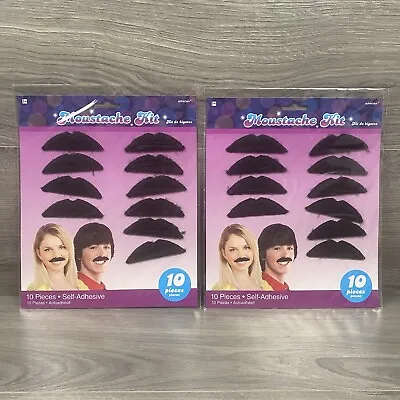 Lot Of 2- (10 Count) 70's Party Mustaches Multicolor One Size • $14.99