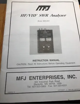 Mfj Model Mfj-259 Hf/vhf/swr Analyzer Instruction Manual • $16.99