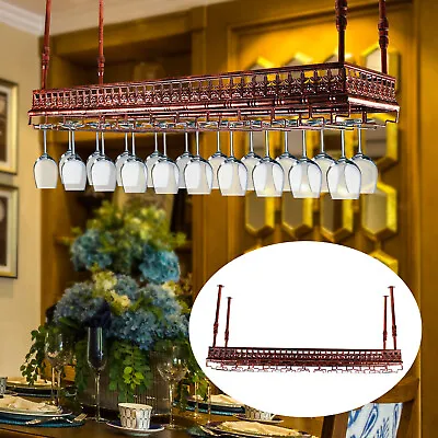 Retro Wine Glass Holder Upside Down Wine Rack Metal Hanging Wine Bottle Rack • $91.20