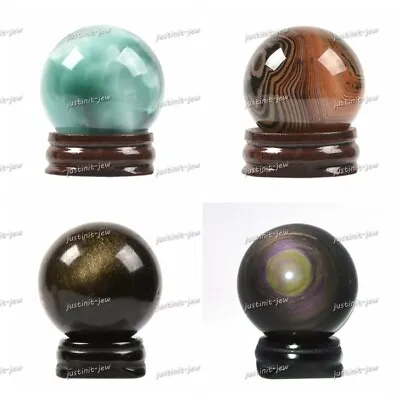 38mm Natural Gem Crystal Round Ball Sphere Sculpture Healing Figurine • £8.66
