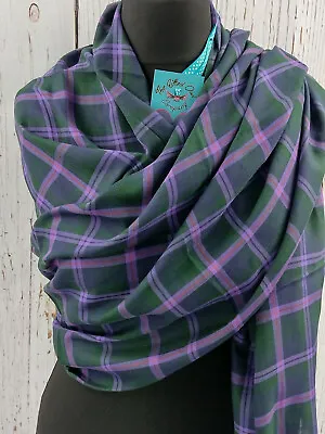 Women's Cooper Modern Tartan Twill Plaid Scarf Green Gift Wrap/box Personalised • £17.95