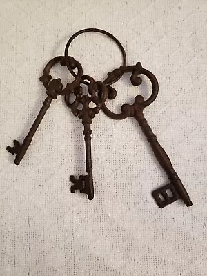 Large CAST IRON JAIL Keys Ring House RUSTIC WESTERN Prison Key Lock SKELETON • $16.99