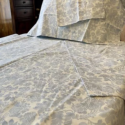 Eddie Bauer Home KING Sheet SET PORTUGAL Blue White Floral Flat Fitted Cases** • $55.25