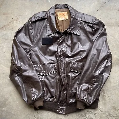 Vintage Excelled A2 Leather Aviator Jacket Sz 42 Medium Air Force USA Brown • $74.99