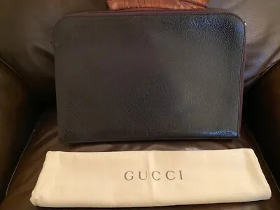 $325 • Buy Gucci Leather Travel Case Zip Around XL Length 15  X Depth 10.5 