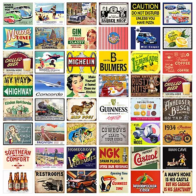 Metal Wall Signs Retro Vintage Tin Plaque Home Bar Man Cave Beer Garage Sign M04 • £5.95