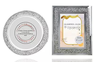 £4.99 • Buy Crushed Diamond 7x5 Photo Frame, Mirror Glass Trim With Crushed Sparkle Picture