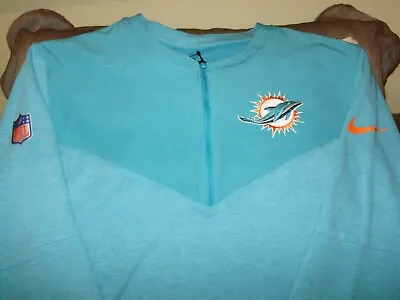 NFL Miami Dolphins Nike Dri-Fit Aqua Sideline Lockup 1/2 Zip Jacket Men's Small • $43.99