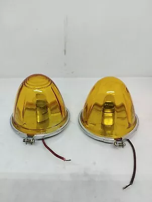 Vintage Yellow Clearance Side Marker Lamp  Customs Bus Truck Trailer Light 2pcs • $75