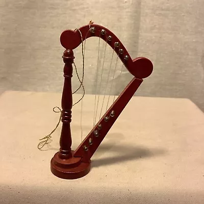 Vintage 1986 Kurt Adler Harp Wood Holiday Ornament Christmas • $4