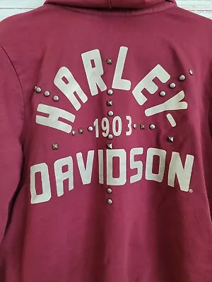 Harley Davidson Men's Hoodie Burgundy 1903 Graphic With Studded Size XL • $19.95