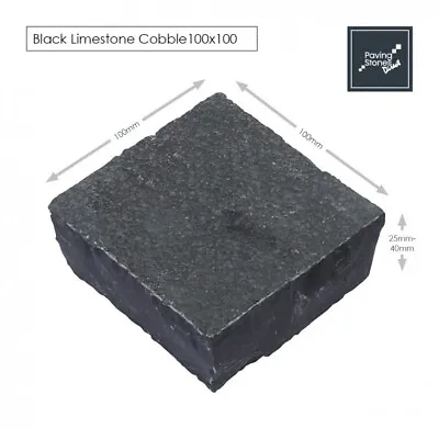 Black Limestone 100x100 Hand Cut Cobbles Setts Edging • £160