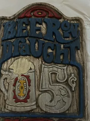 Vintage Beer On Draught 5 Cents Bar Tavern Sign Ceramic Stein Advertisement • $15
