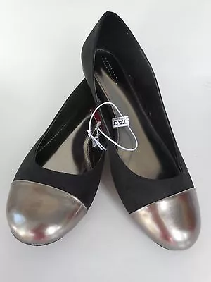 Merona Womens Toe Capped Mitte Ballet Flats Black Size 6.5 NWT • $16.99