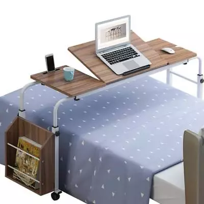 Mobile Over Bed Laptop Trolley Desk Adjustable Overbed Hospital Medical Table • £70.99