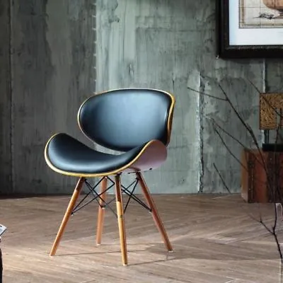 Retro Style   Faux Leather Eiffel Dining Office Chair Wood Legs Walnut Finish • £99.99