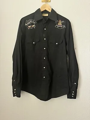 Vintage Rocking K Ranchwear Pearl Snap Embroidered Western Shirt M Native • $35