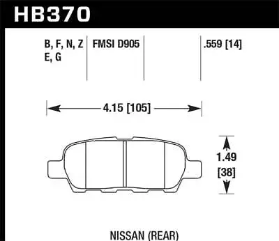 Hawk Fits 03-07 350z / G35 / G35X W/o Brembo HPS Street Rear Brake Pads • $111.59