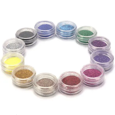 12 Colours Glitter Dust Powder Set For Nail Art Tips Decoration Crafts DIY • £6.83