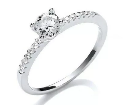 £14.95 • Buy Sterling Silver 1.00ct Solitaire Engagement Ring - All Sizes - Simulated Diamond
