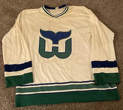 Vintage NHL Hartford Whalers Champion Nylon Cotton Jersey Style Shirt XL • $10.50