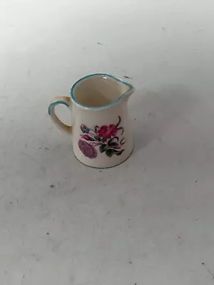 Coalport Miniature China Blue Rimmed Small Floral Jug Decorative Ornament #LH • £2.99