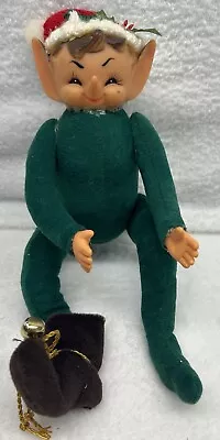 Vintage Green Elf Fairy Christmas Tree Decoration Shelf Sitter *read* • $10