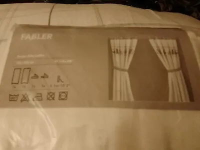 Ikea Curtains Fabler Silke Leffler Design  120x300cms   Children Tab Top White  • £15