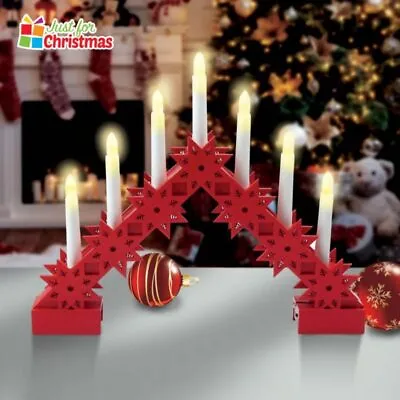 Christmas Wooden Candle Bridge 7 LED Light Up Arch Xmas Window Decoration Light • £9.50